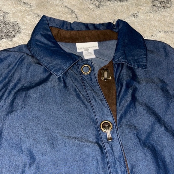 NWOT Soft Surroundings Plus Size Denim Chambray Tencel Weekend Top - Picture 8 of 11